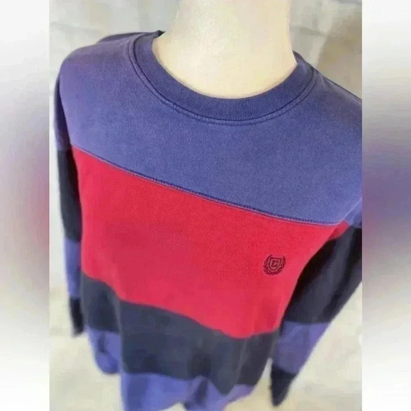 Chaps Men's Size L Color Block Sweatshirt Blue/Navy/Red Crewneck Crest LOGO RL - Picture 3 of 14